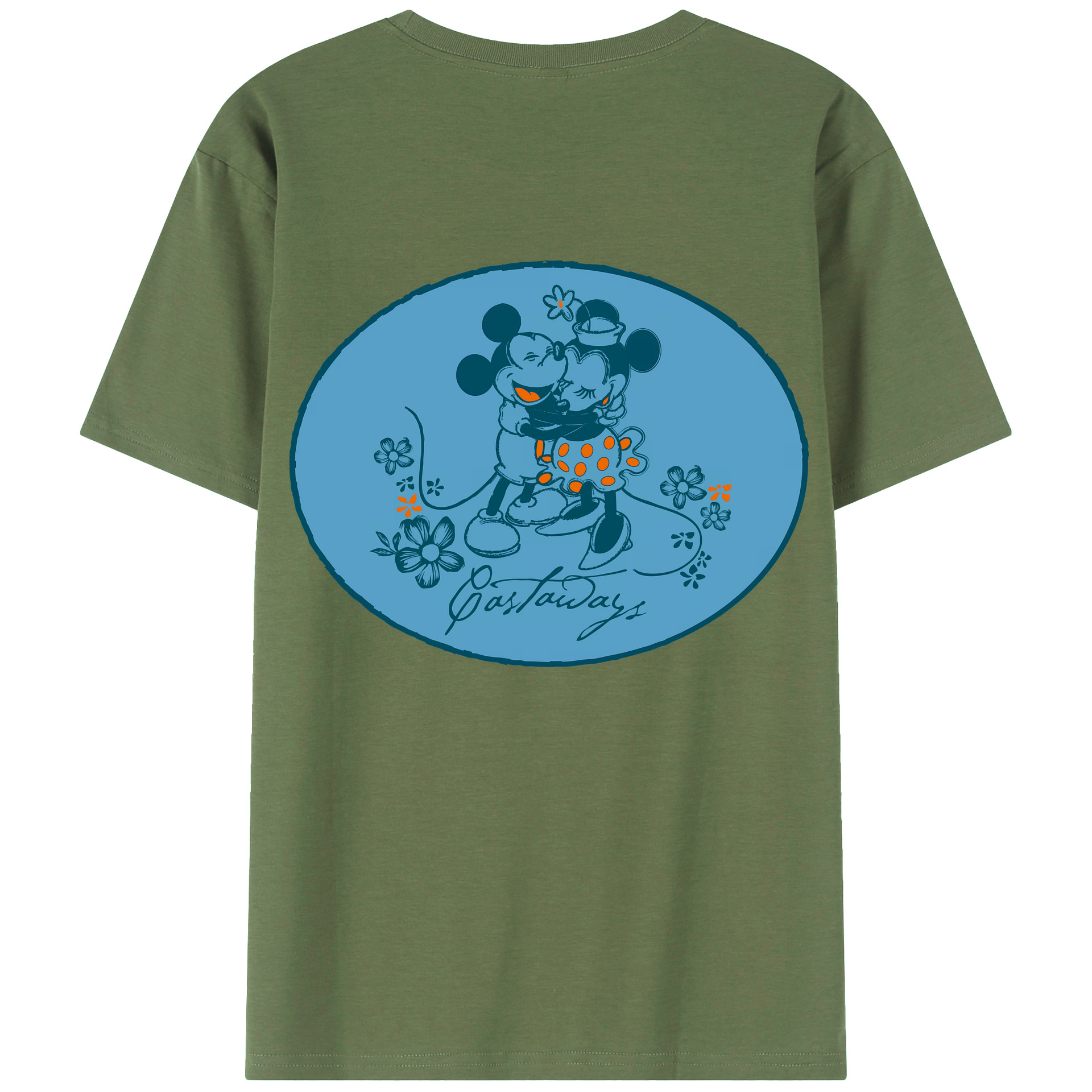 （画像用） ミッキーマウス Mickey Mouse 綿100％ メンズ半袖Tシャツ（バックプリント） 通気性